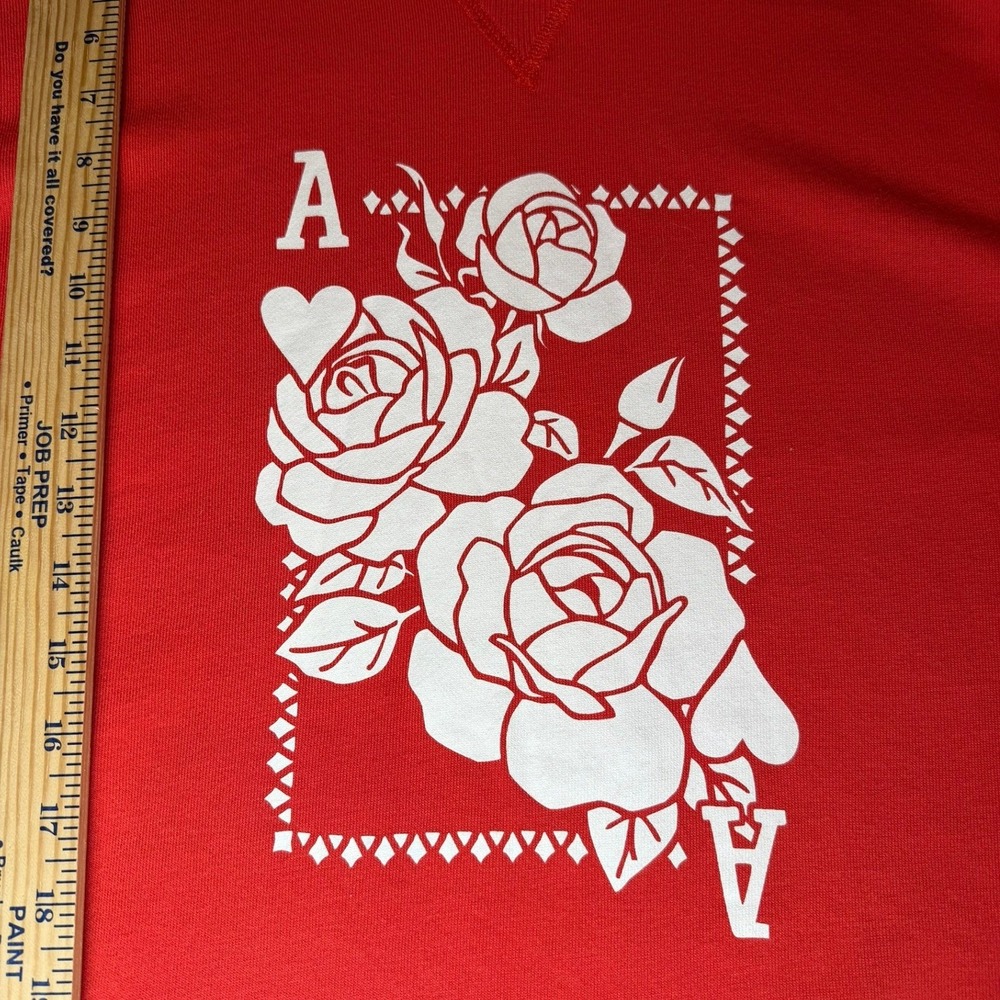 Goodfellow & Co Mens Graphic Sweatshirt XXL Red Rose Ace of Hearts French Terry - Picture 5 of 8